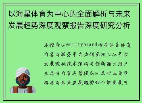 以海星体育为中心的全面解析与未来发展趋势深度观察报告深度研究分析